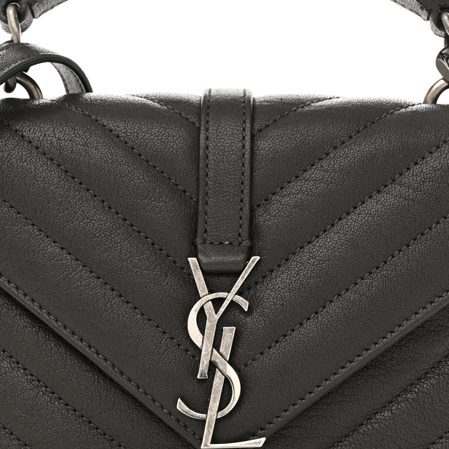 Sheepskin Matelasse Chevron Monogram College Chain Wallet Coal