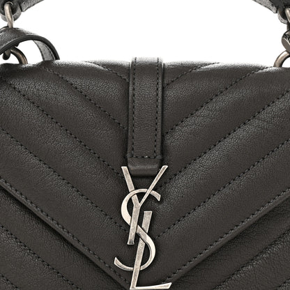 Saint Laurent Sheepskin Matelasse Chevron Monogram College Chain Wallet Coal 7 of 10