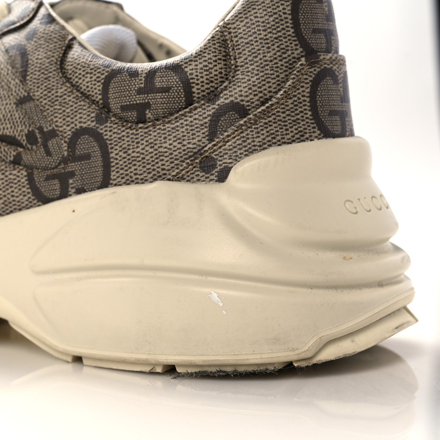 Maxi GG Supreme Monogram Gucci 100 Mens Rhyton Sneakers 8.5 Beige Ebony