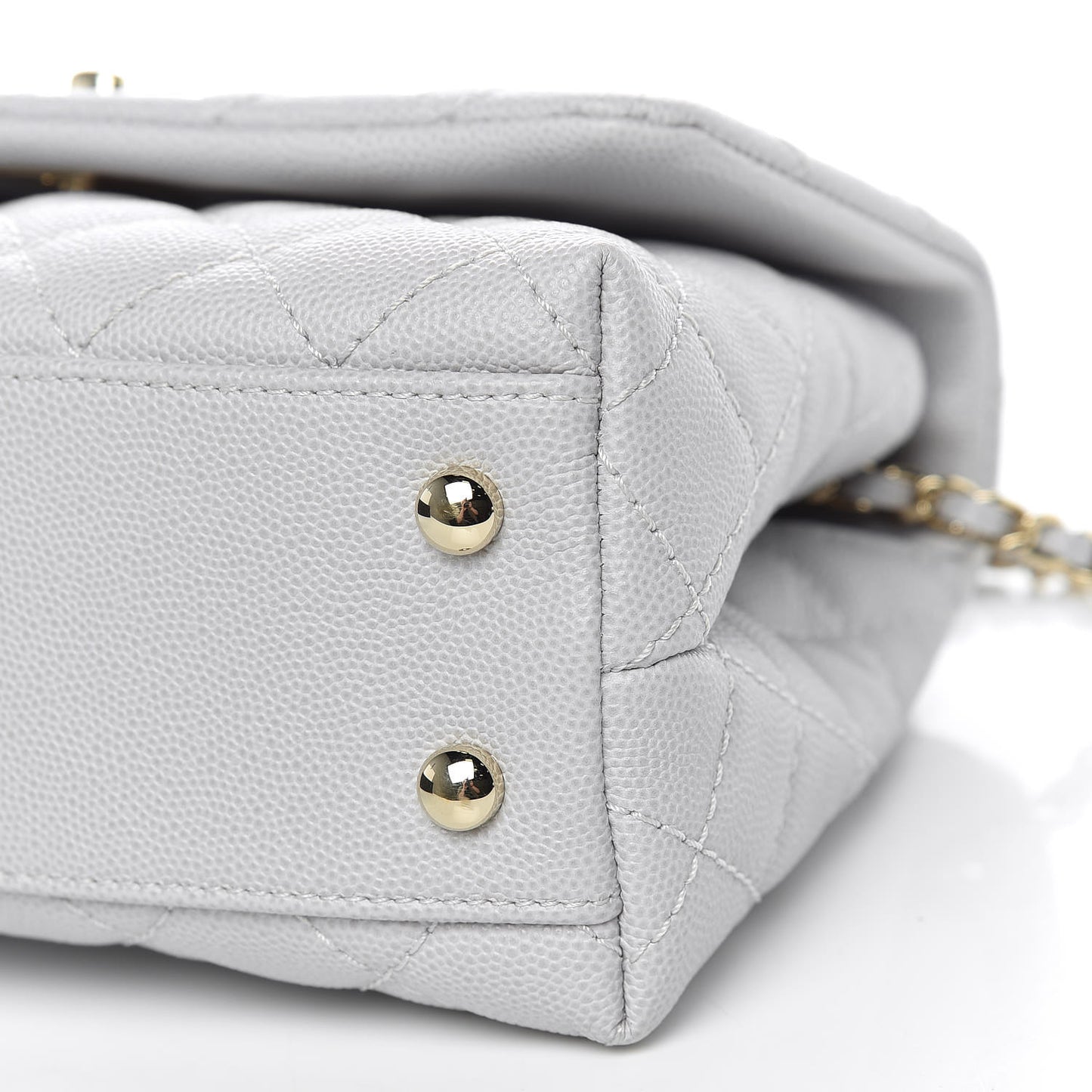 Caviar Quilted Mini Coco Handle Flap Light Grey