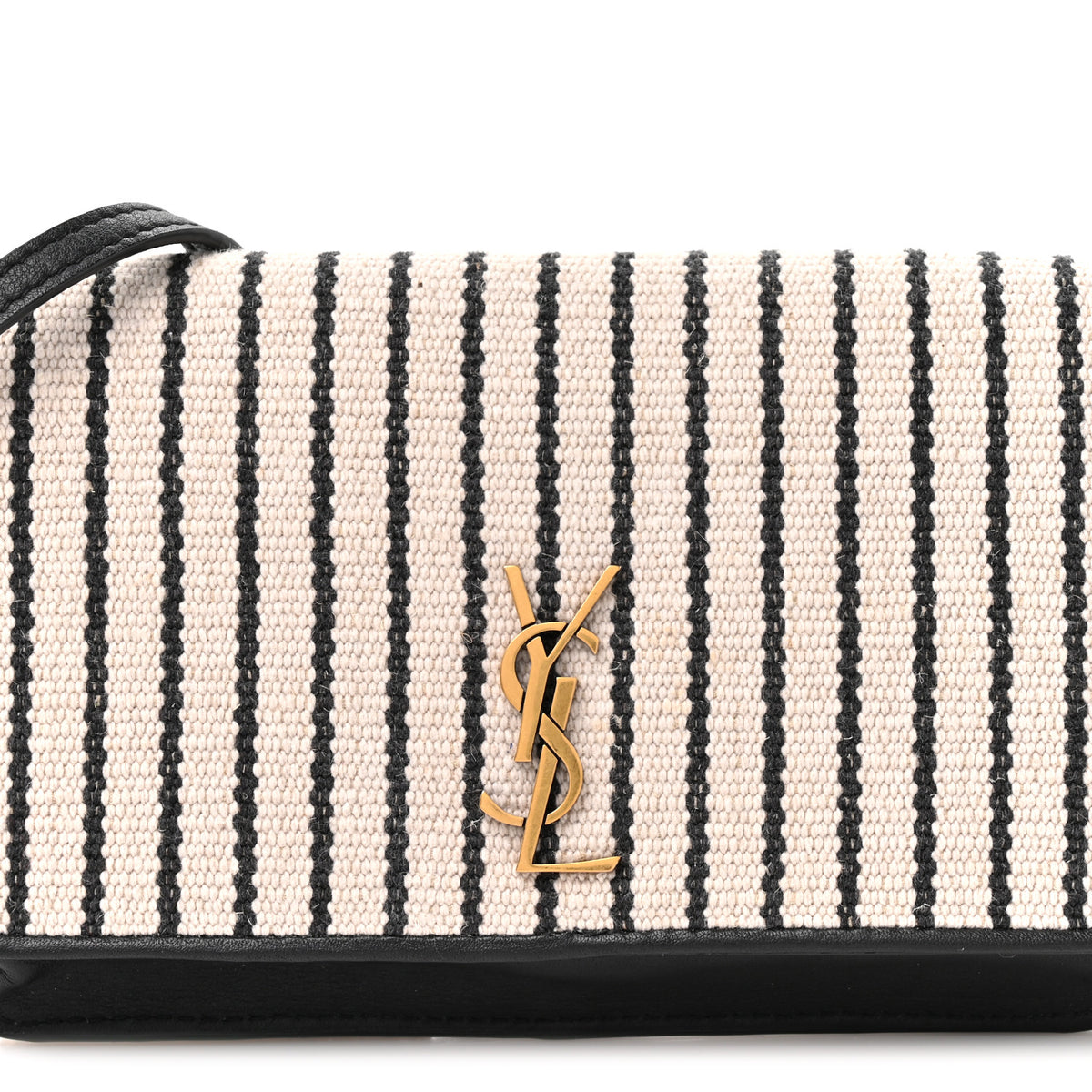 Saint Laurent Canvas Striped Phone Holder Crossbody Beige Black 8 of 11