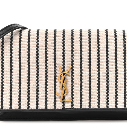 Saint Laurent Canvas Striped Phone Holder Crossbody Beige Black 8 of 11
