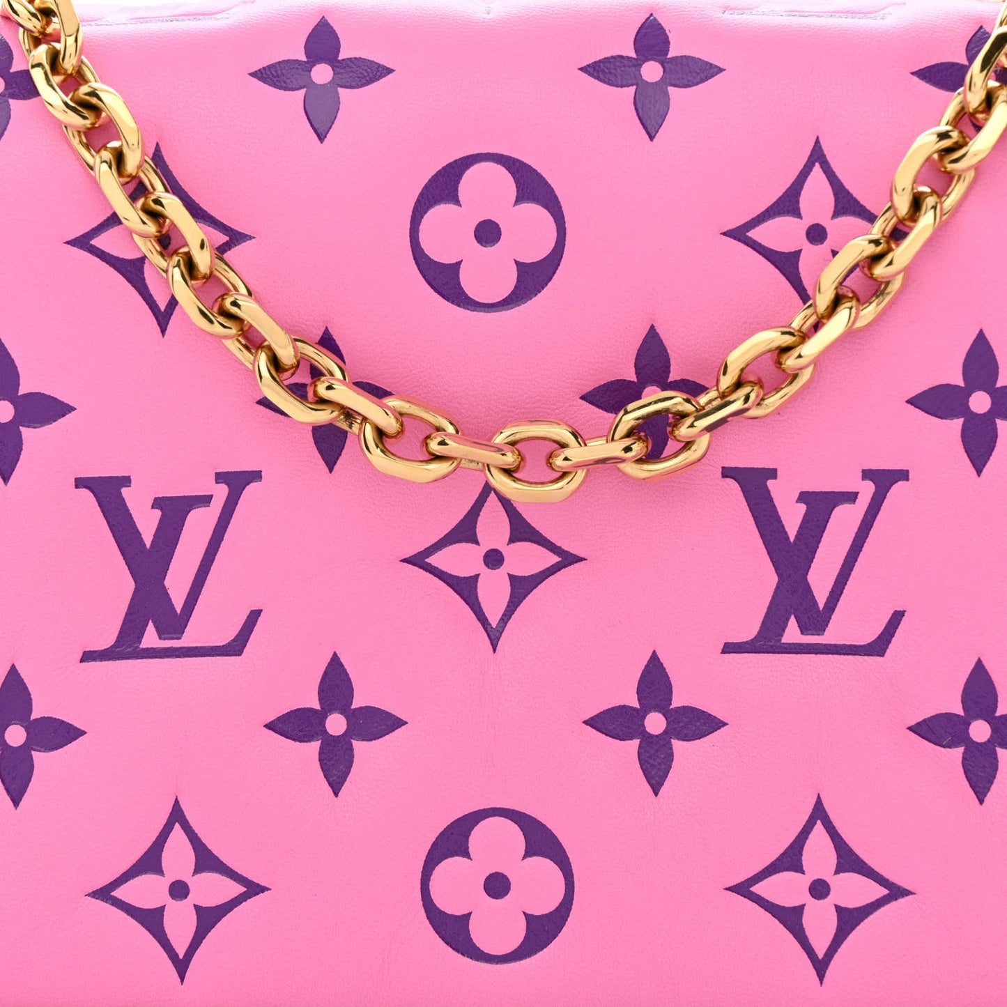 Lambskin Embossed Monogram Vuittamins Pochette Coussin Rose Violet