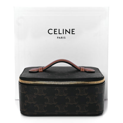 Celine Triomphe Canvas Calfskin Small Top Handle Toiletry Case Tan 13 of 13