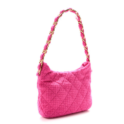 Chanel Cashmere Tweed Quilted CC Links Hobo Fuchsia 3 of 10