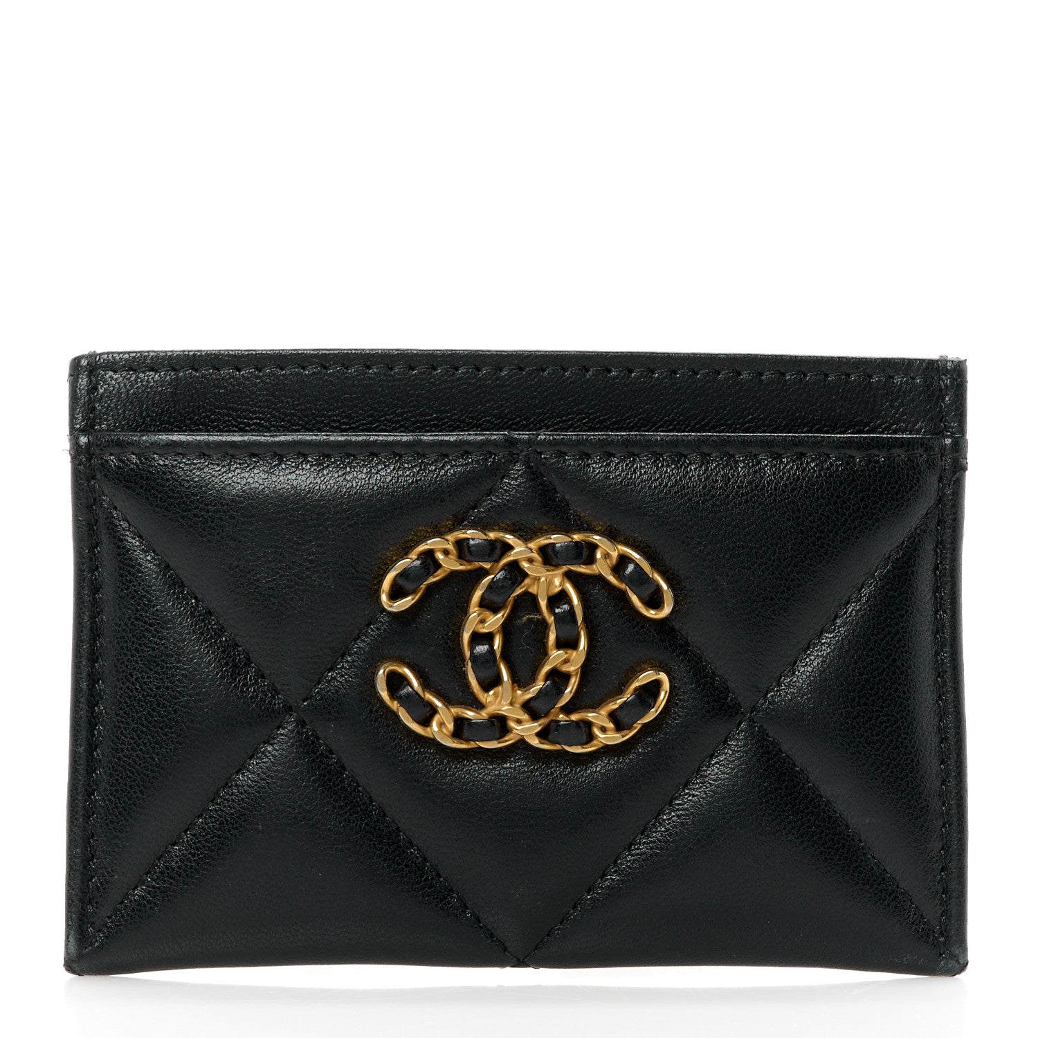 Chanel Lambskin Quilted Chanel 19 Card Holder Black 1 of 11