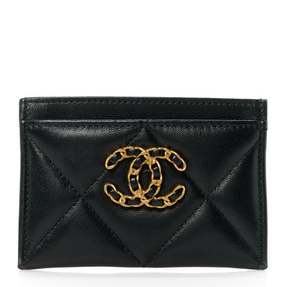 Chanel Lambskin Quilted Chanel 19 Card Holder Black 1 of 11