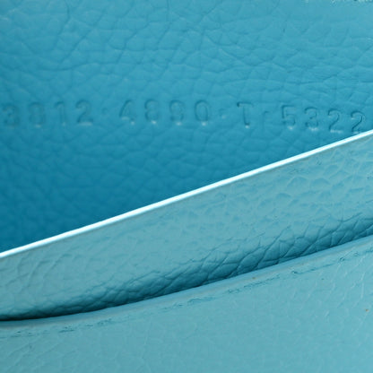 Balenciaga Grained Calfskin Logo Cash Rounded Card Holder Blue 7 of 8