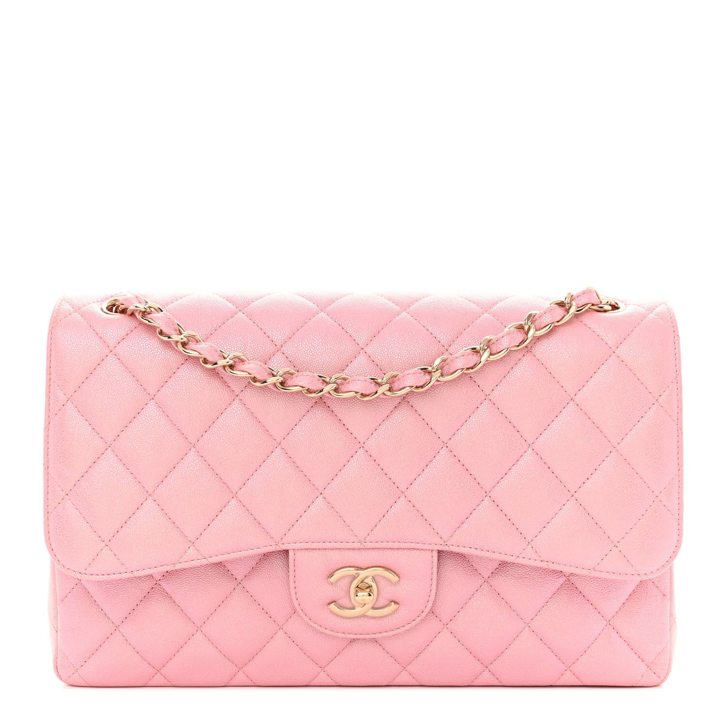 Chanel Iridescent Caviar Quilted Jumbo Double Flap Rose Pink 1 of 10