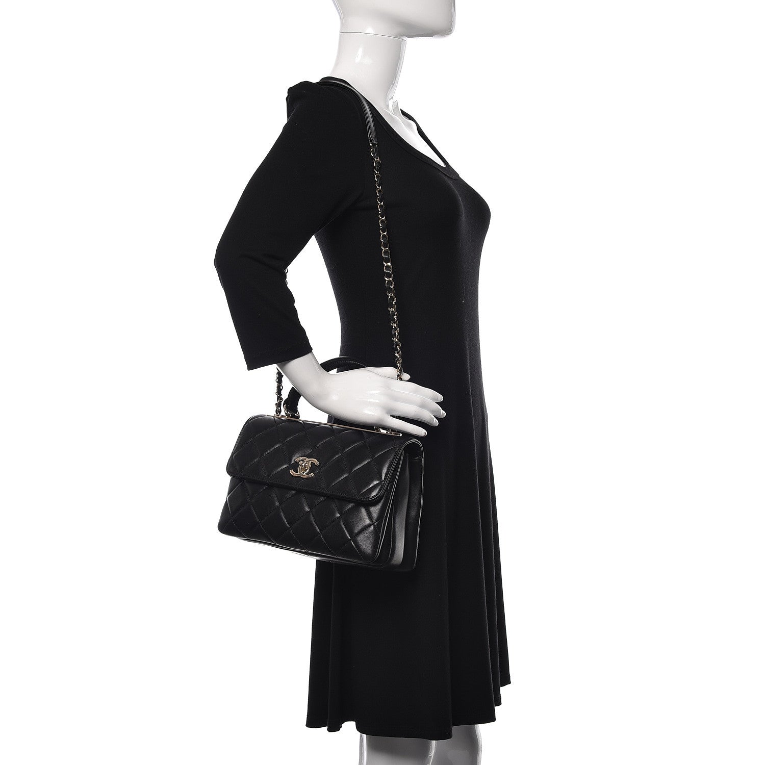 Chanel Lambskin Quilted Small Trendy CC Dual Handle Flap Bag Black 2 of 11