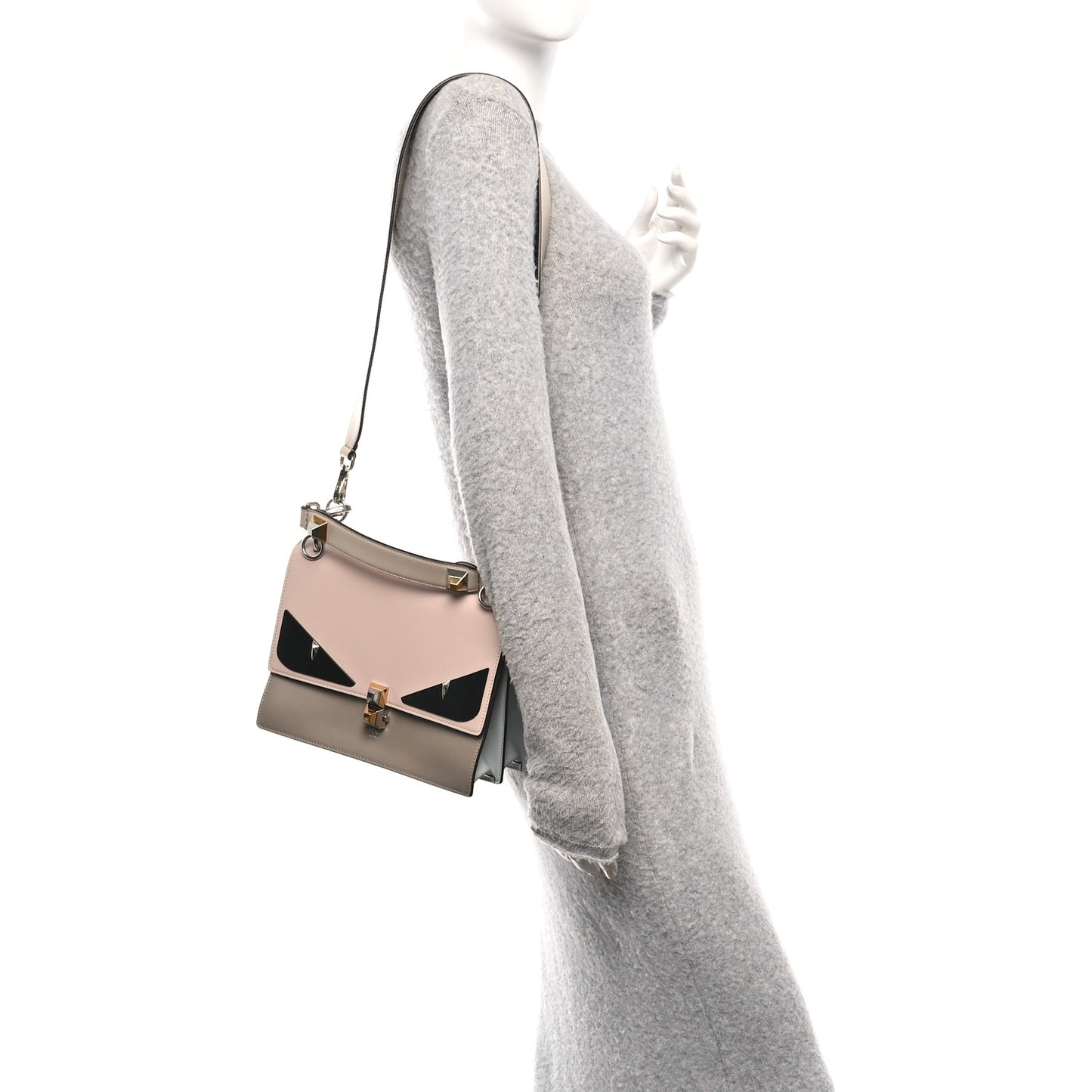 Vitello Liberty Lucido Metal Monster Eyes Studded Kan I Shoulder Bag Cuoio Bubblegum Light Blue