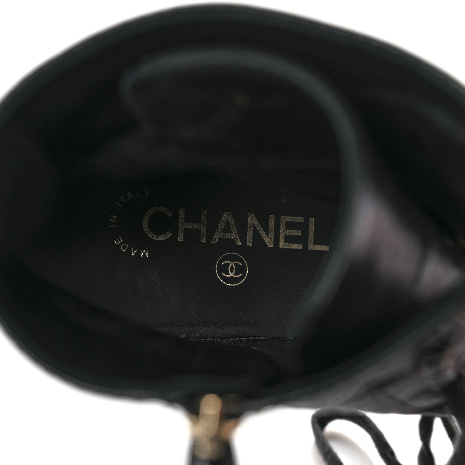 Chanel Shiny Crumpled Lambskin Lace Up Combat Boots 41.5 Black 7 of 9
