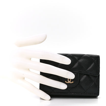 Chanel Caviar Quilted Tri-Fold Flap Wallet Black 2 of 14