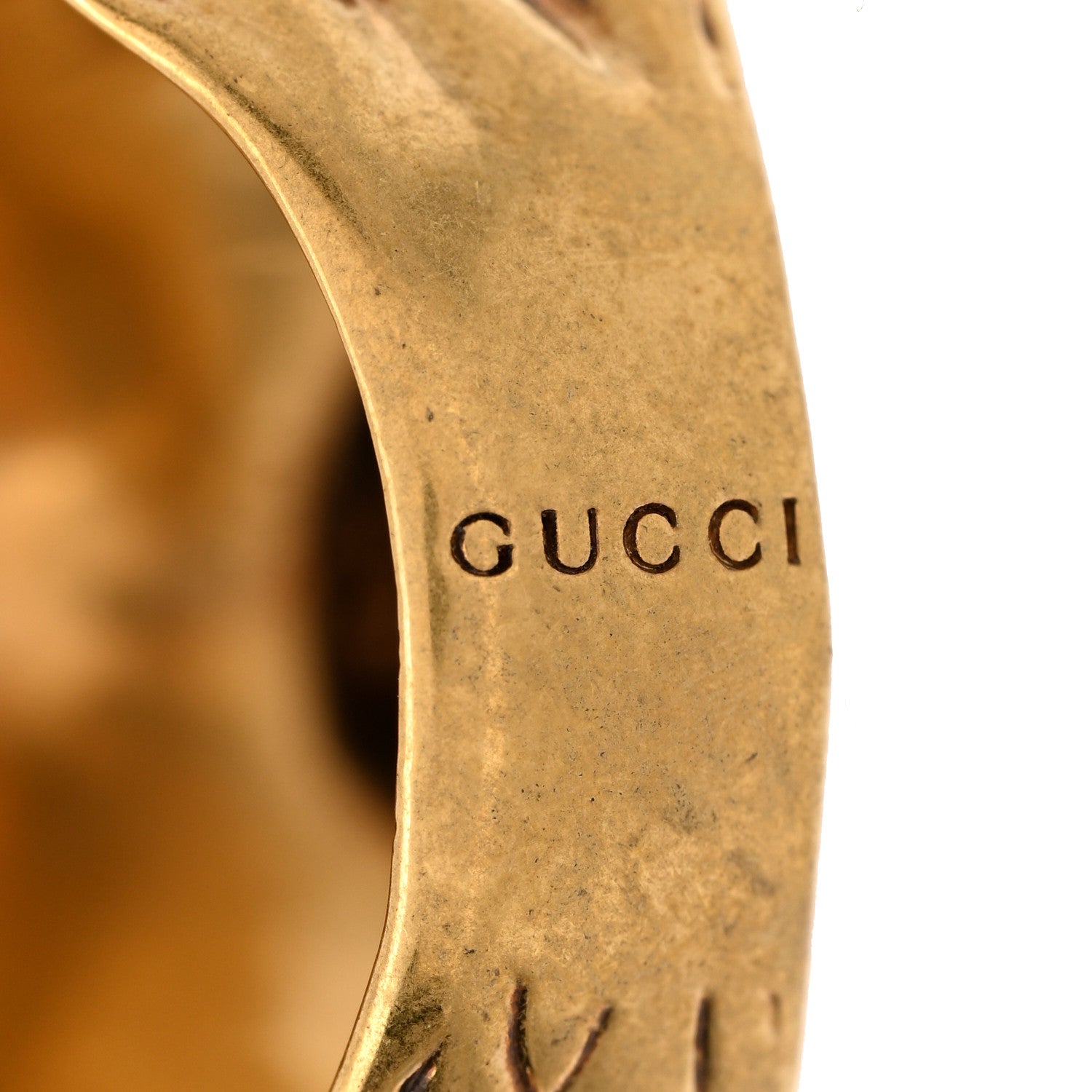 Gucci Metal Lion Head Ring 11 Aged Gold 6 of 7