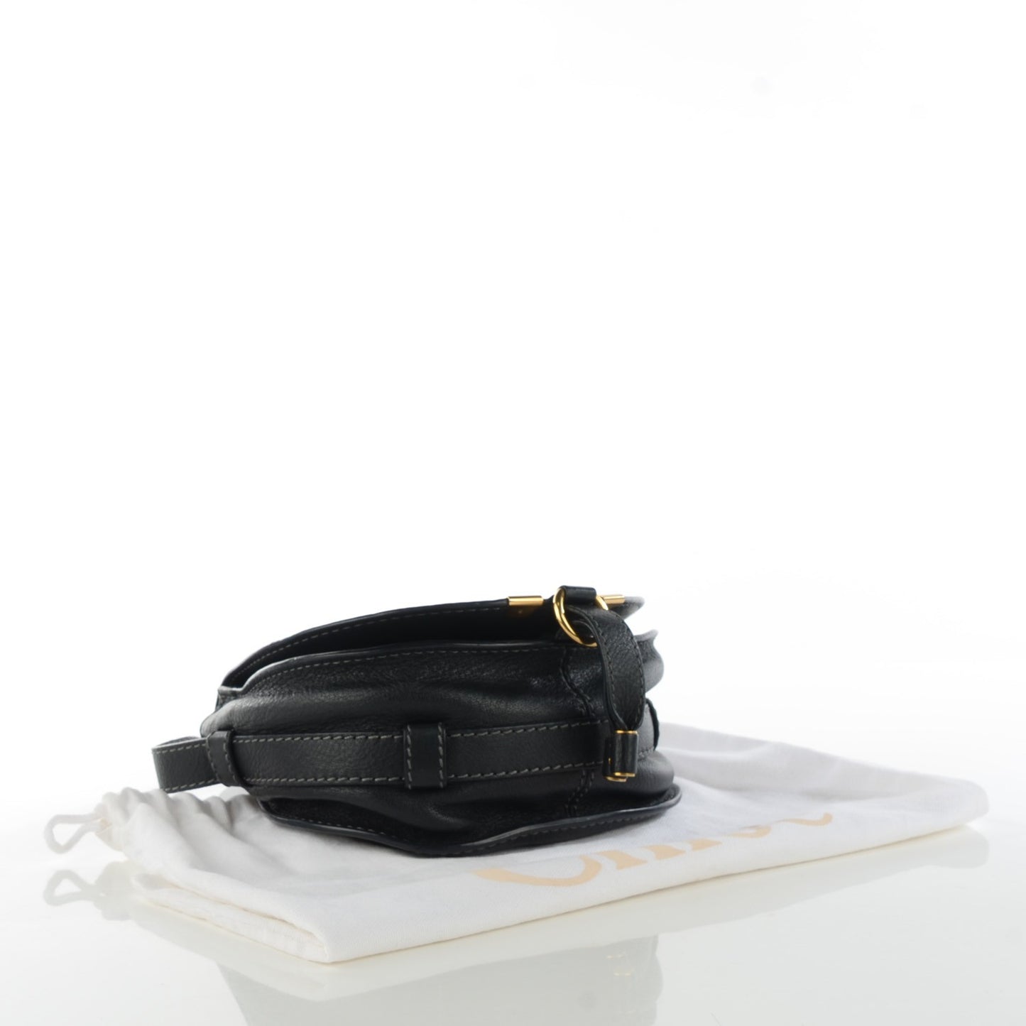 Calfskin Mini Marcie Round Crossbody Bag Black