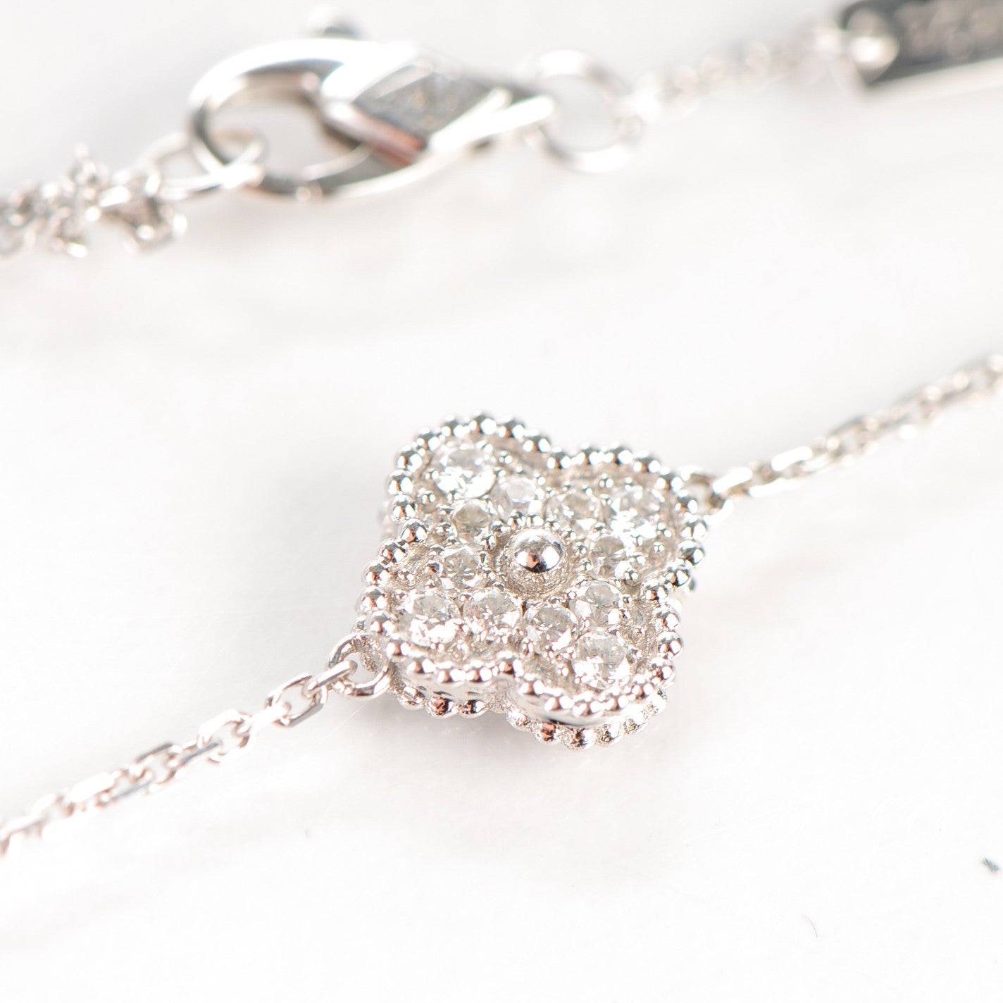 Van Cleef & Arpels 18K White Gold Diamond Sweet Alhambra Bracelet 6 of 7