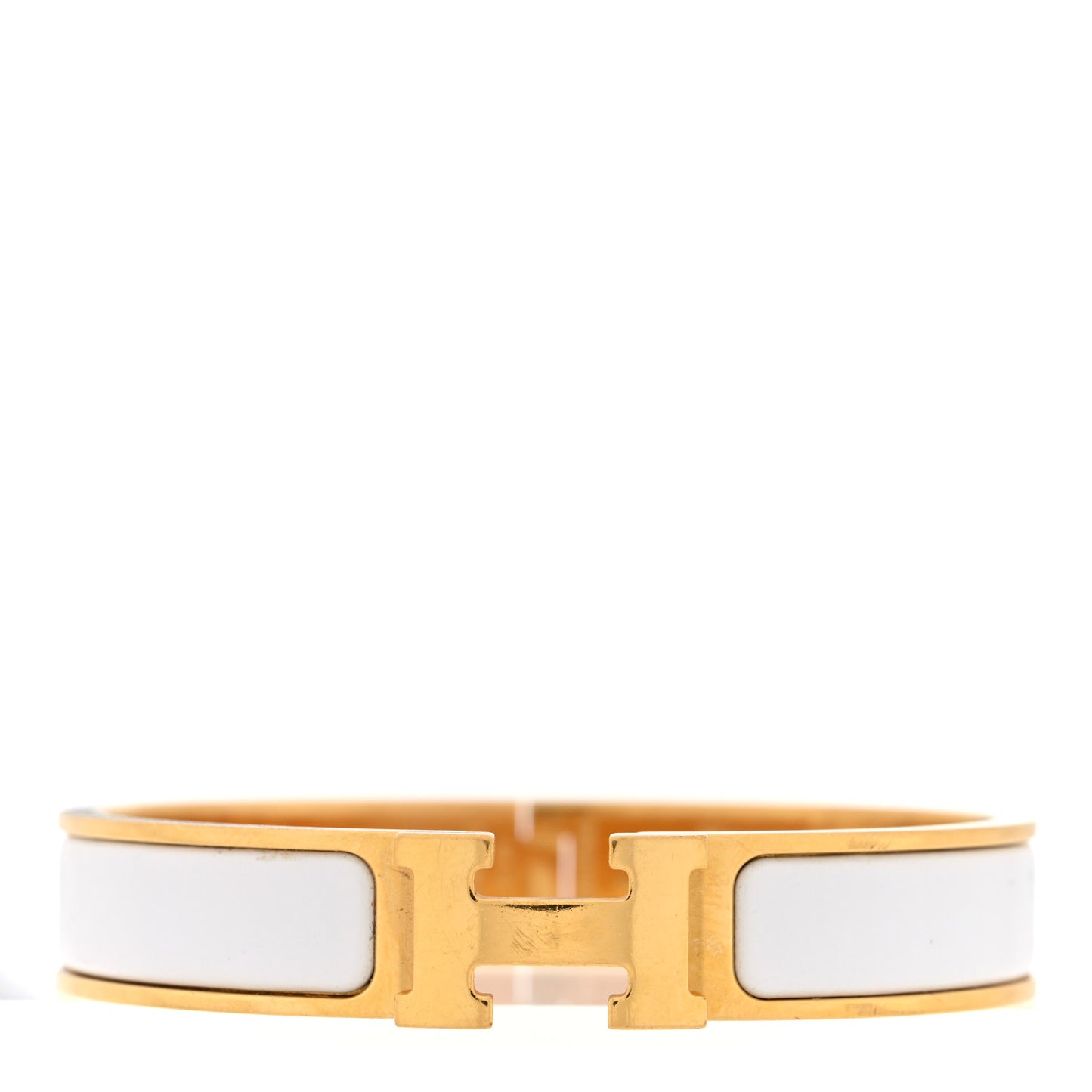 Enamel Narrow Clic Clac H Bracelet PM White