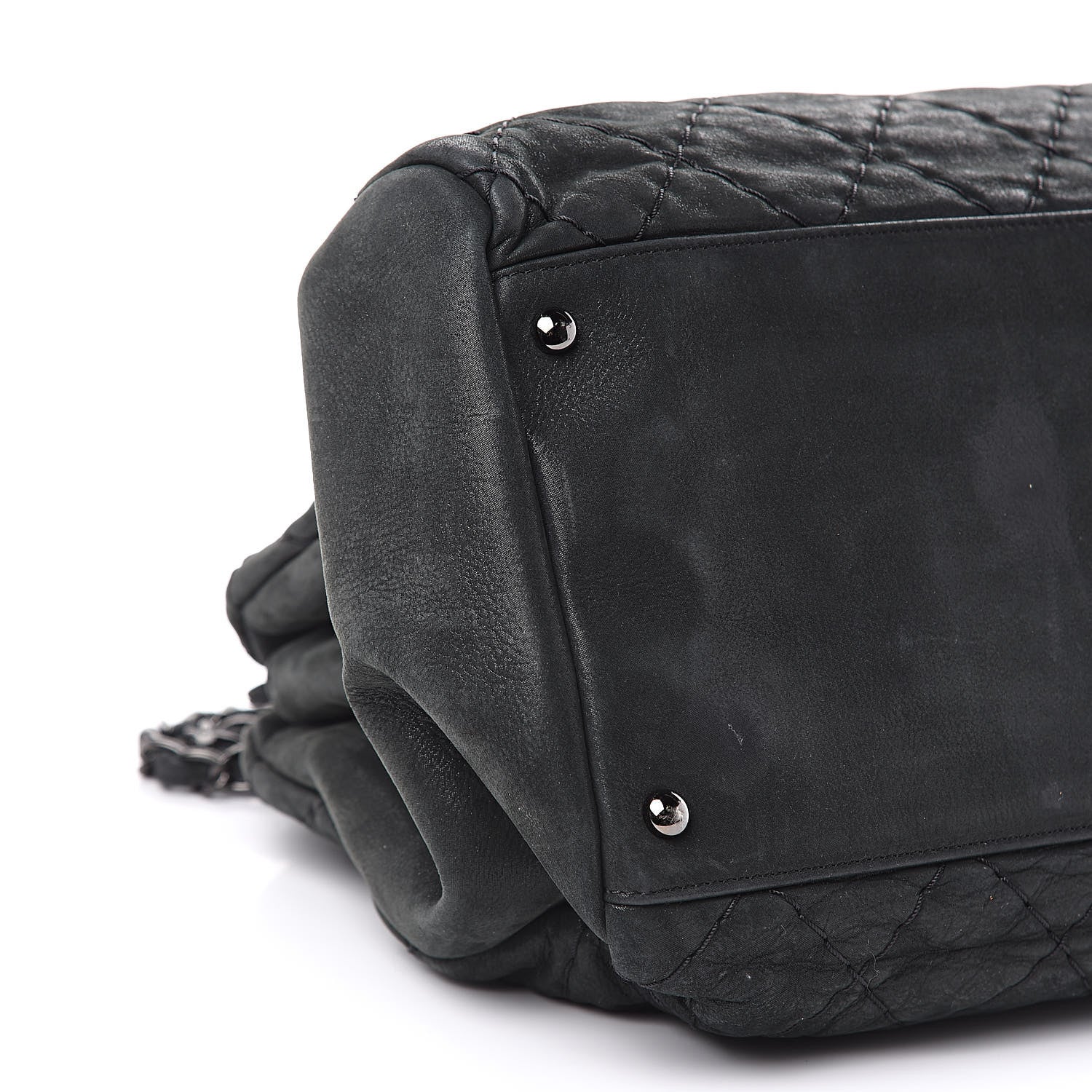 Chanel Iridescent Calfskin Stitched Extra Large Just Mademoiselle Bowling Bag Black 10 of 15