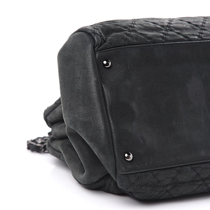 Chanel Iridescent Calfskin Stitched Extra Large Just Mademoiselle Bowling Bag Black 10 of 15