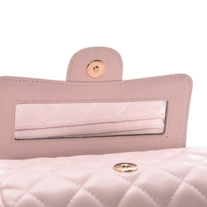 Chanel Lambskin Quilted Flap Cosmetic Case Light Pink 8 of 13
