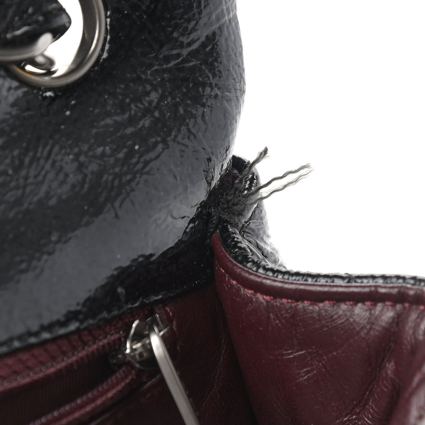 Crinkled Patent Quilted Jumbo Single Flap Black