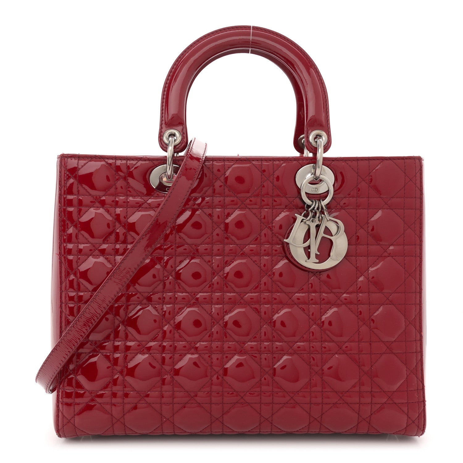 Christian Dior Patent Cannage Large Lady Dior Red 1 of 15