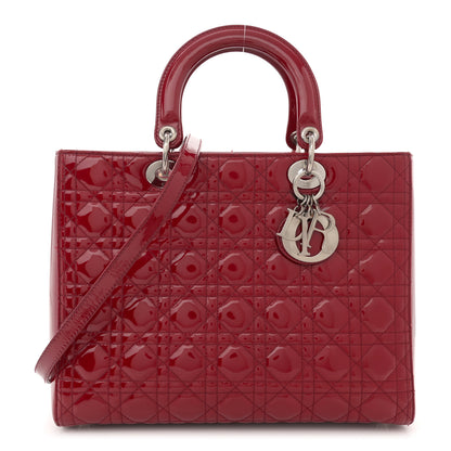 Christian Dior Patent Cannage Large Lady Dior Red 1 of 15