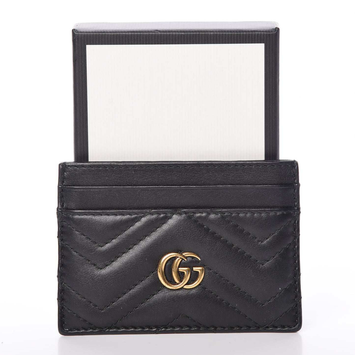 Calfskin Matelasse GG Marmont Card Holder Black