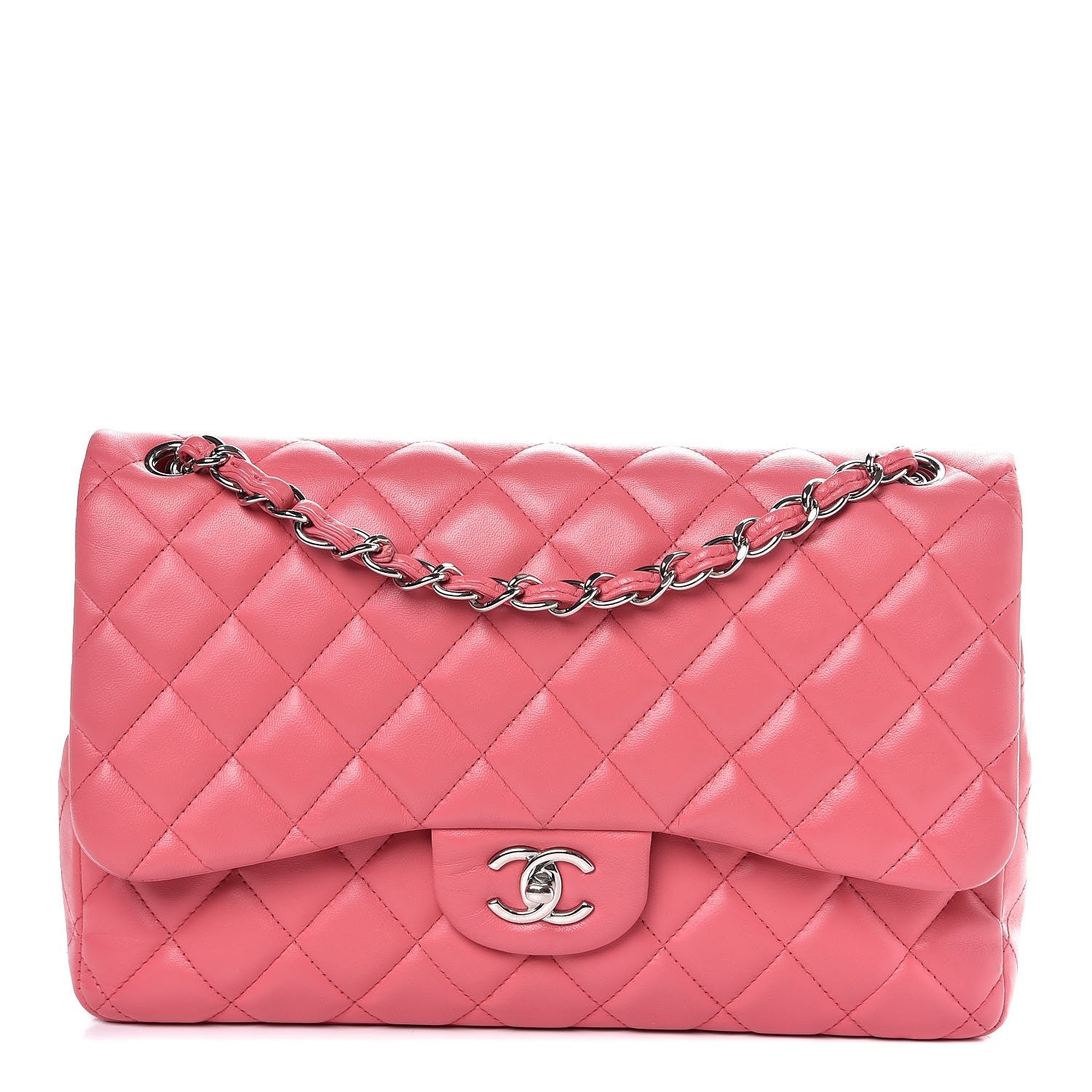 Chanel Lambskin Quilted Jumbo Double Flap Pink 1 of 8