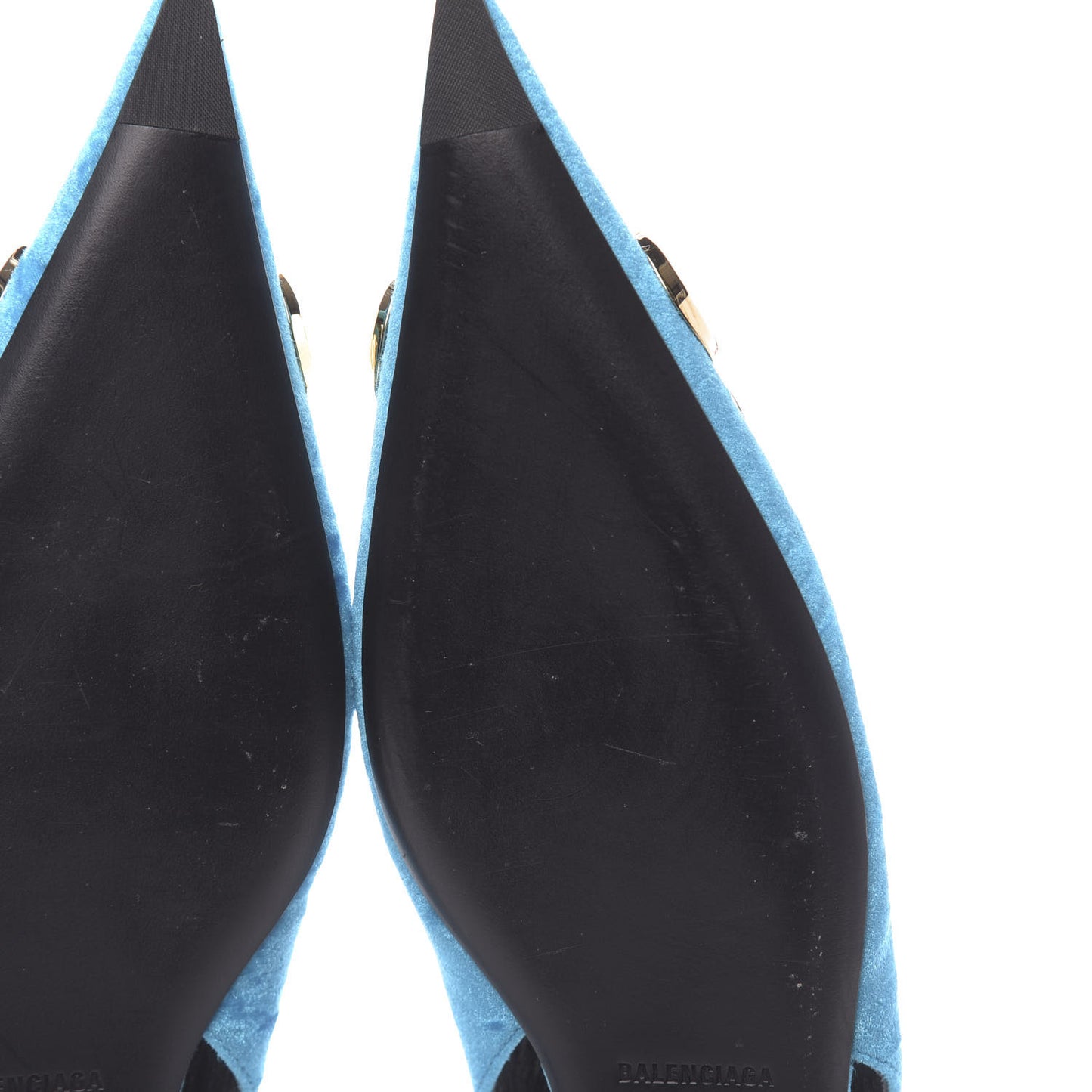 Crushed Velvet BB Knife Pointy Toe Slingback Flats 36.5 Turquoise