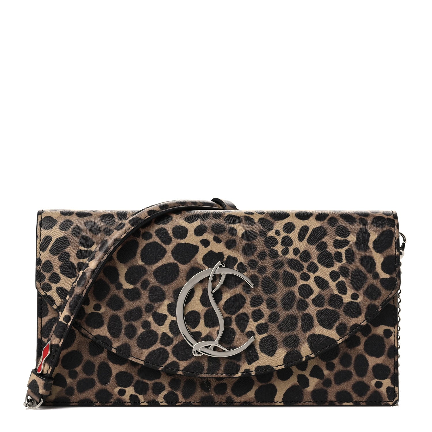 Christian Louboutin Metallic Calfskin Leopard Print Loubi54 Crossbody Clutch Gold 1 of 8