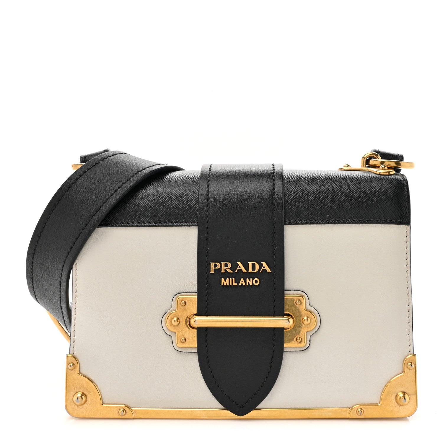 Prada City Calf Saffiano Cahier Bag Talco Black 1 of 9