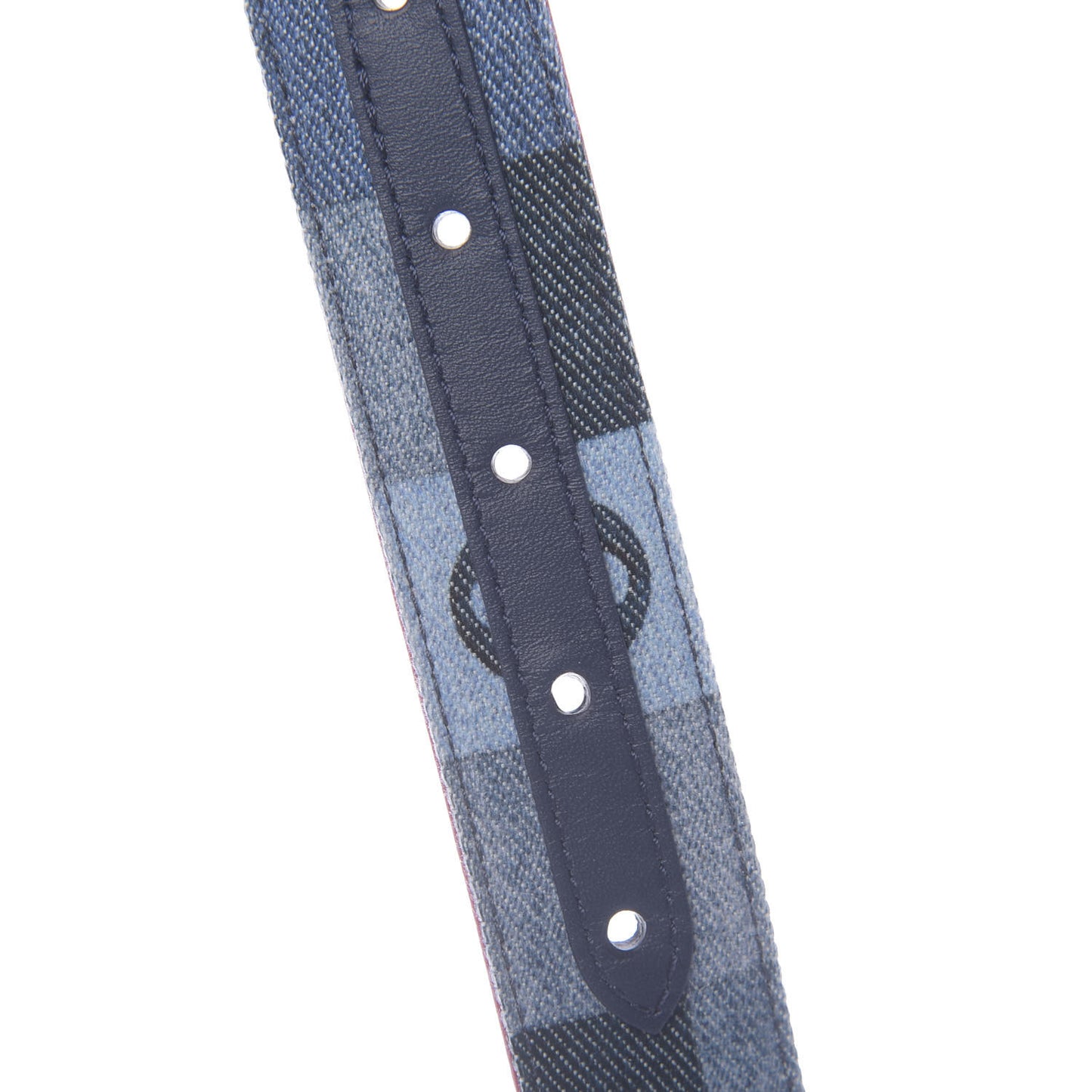 Denim Damier Monogram Patchwork 30mm Iconic Reversible Belt 80 32 Blue Rouge
