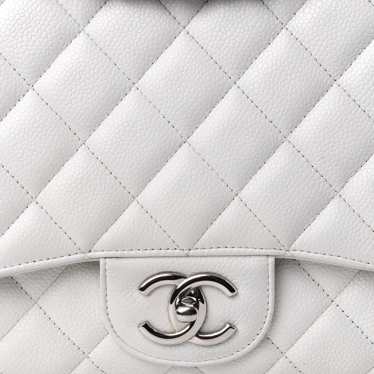 Caviar Quilted Maxi Double Flap White