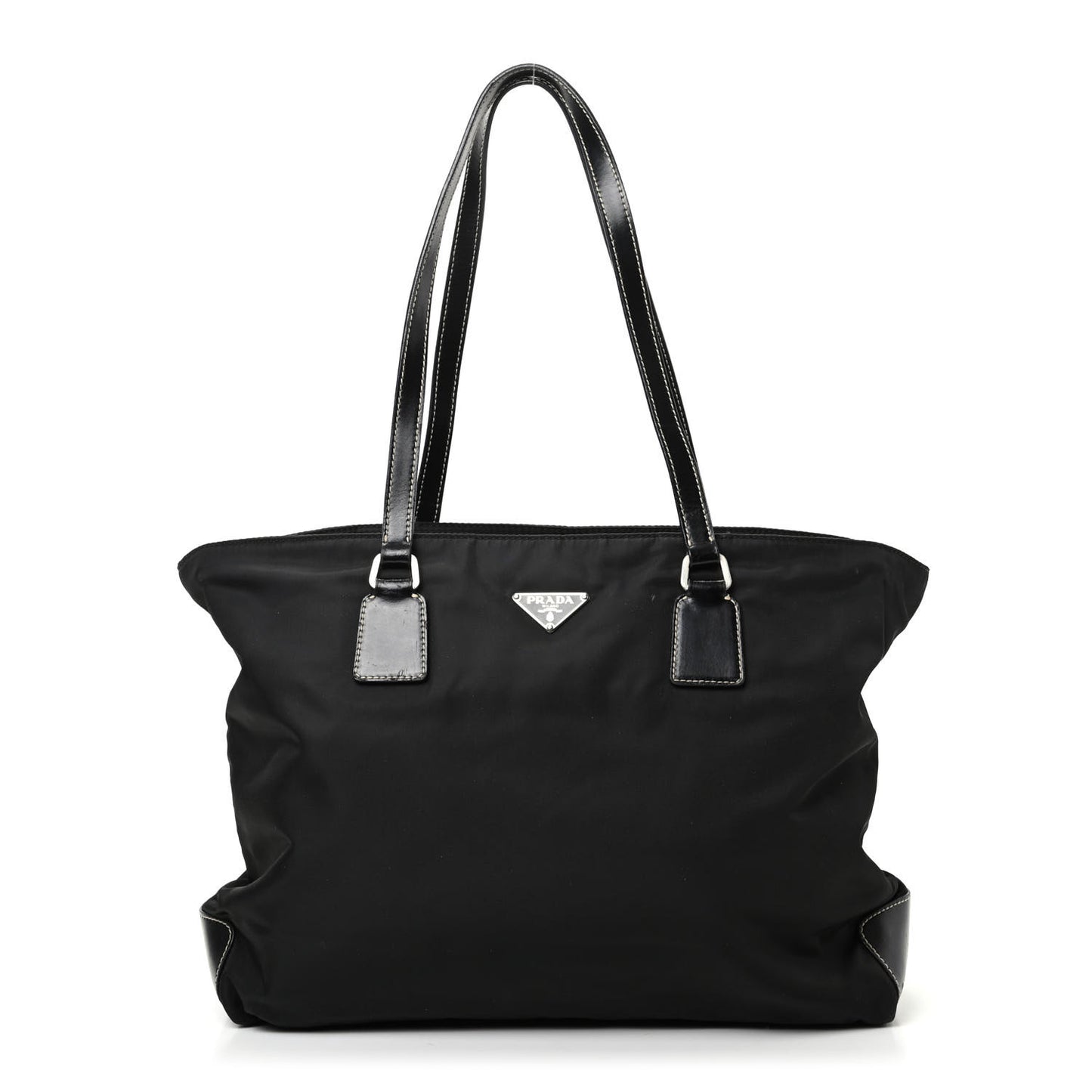 Tessuto Nylon Calfskin Tote Black