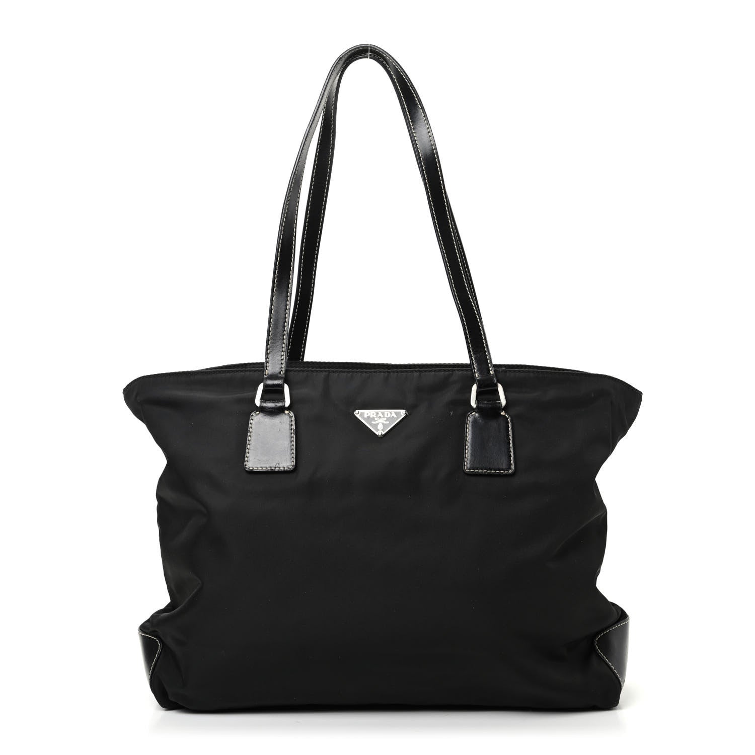 Prada Tessuto Nylon Calfskin Tote Black 1 of 9