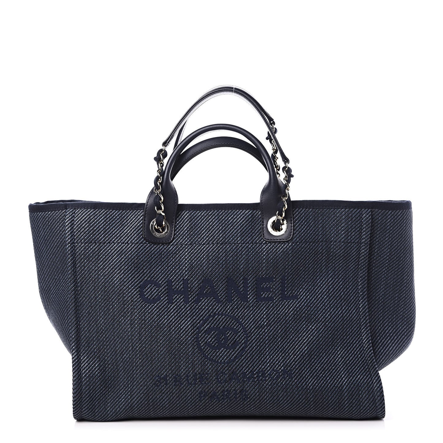 Mixed Fibers Calfskin Medium Deauville Tote Blue