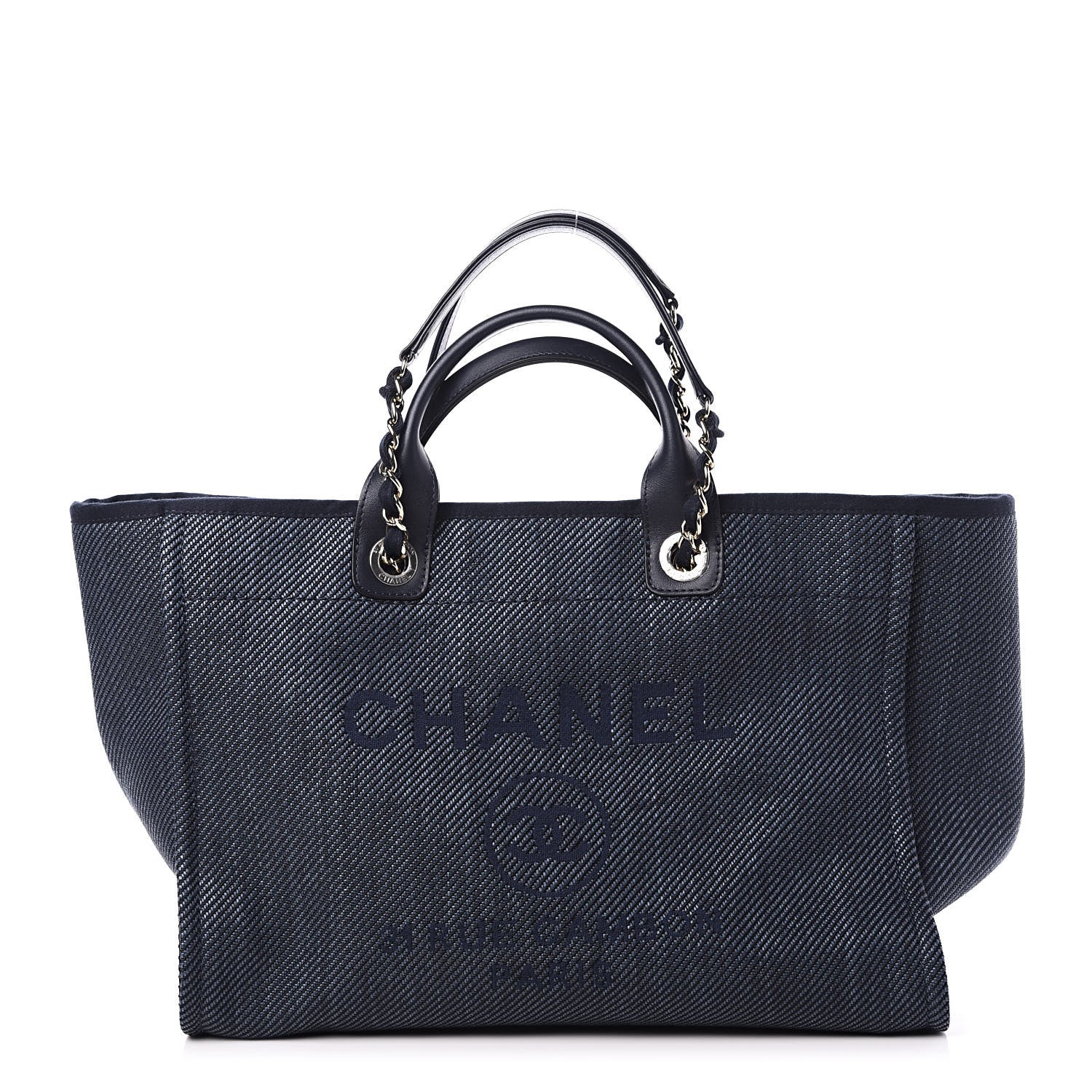 Chanel Mixed Fibers Calfskin Medium Deauville Tote Blue 1 of 11