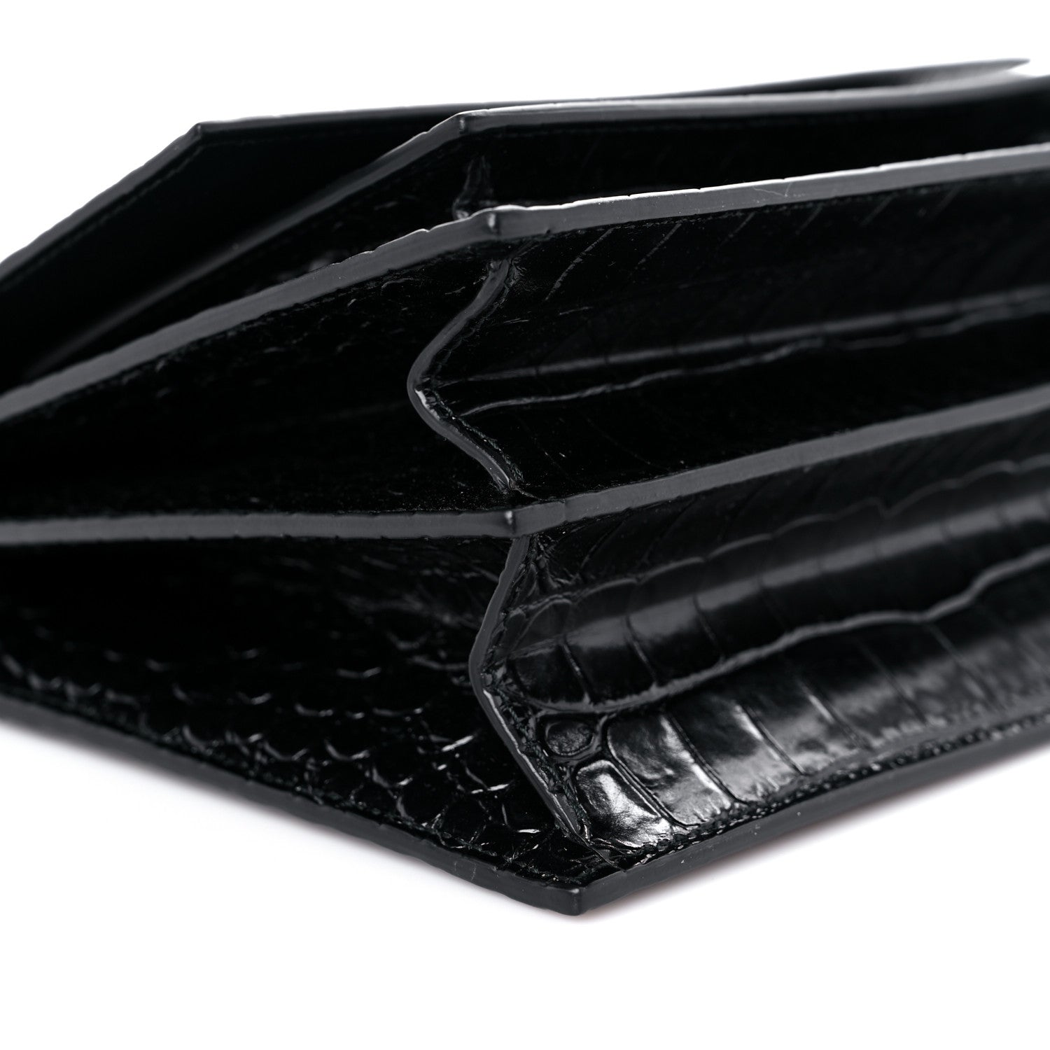 Balenciaga Shiny Calfskin Monochrome Crocodile Embossed S Sharp Chain Shoulder Bag Black 7 of 8