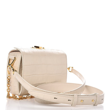 Alexander McQueen Calfskin Crocodile Embossed Box Shoulder Bag 19 Cream 4 of 9