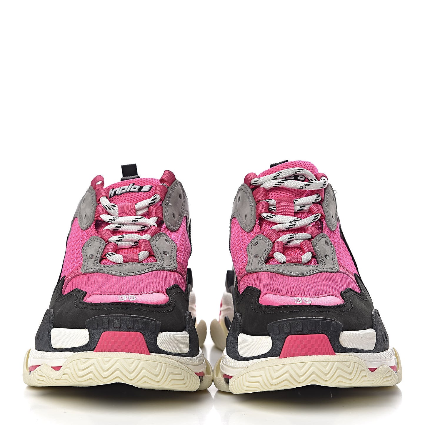 Fabric Mesh Womens Triple S Sneakers 35 Fluo Pink Grey White