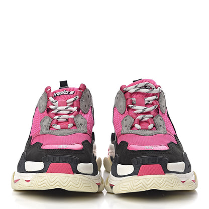 Balenciaga Fabric Mesh Womens Triple S Sneakers 35 Fluo Pink Grey White 2 of 11