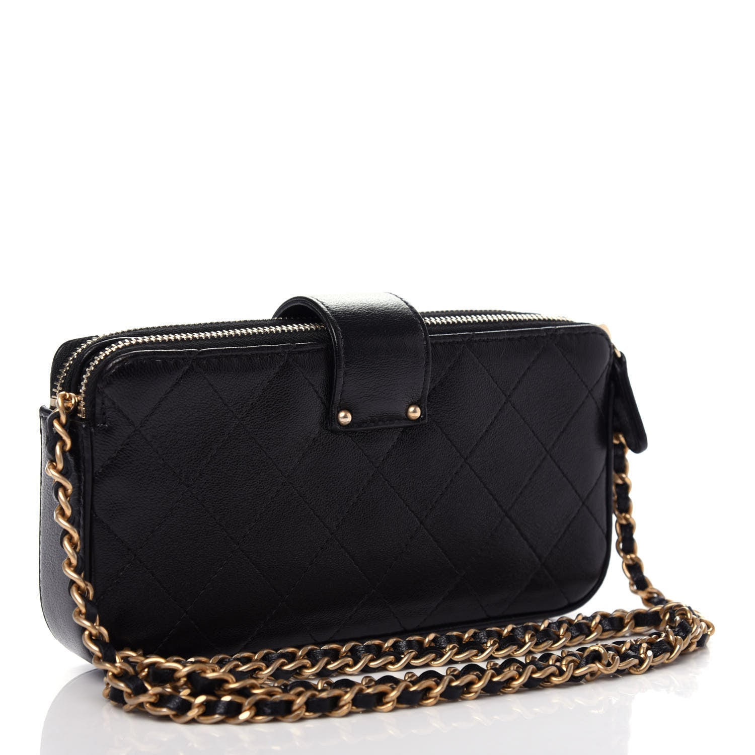 Chanel Goatskin Quilted CC Clutch With Chain Black 3 of 11
