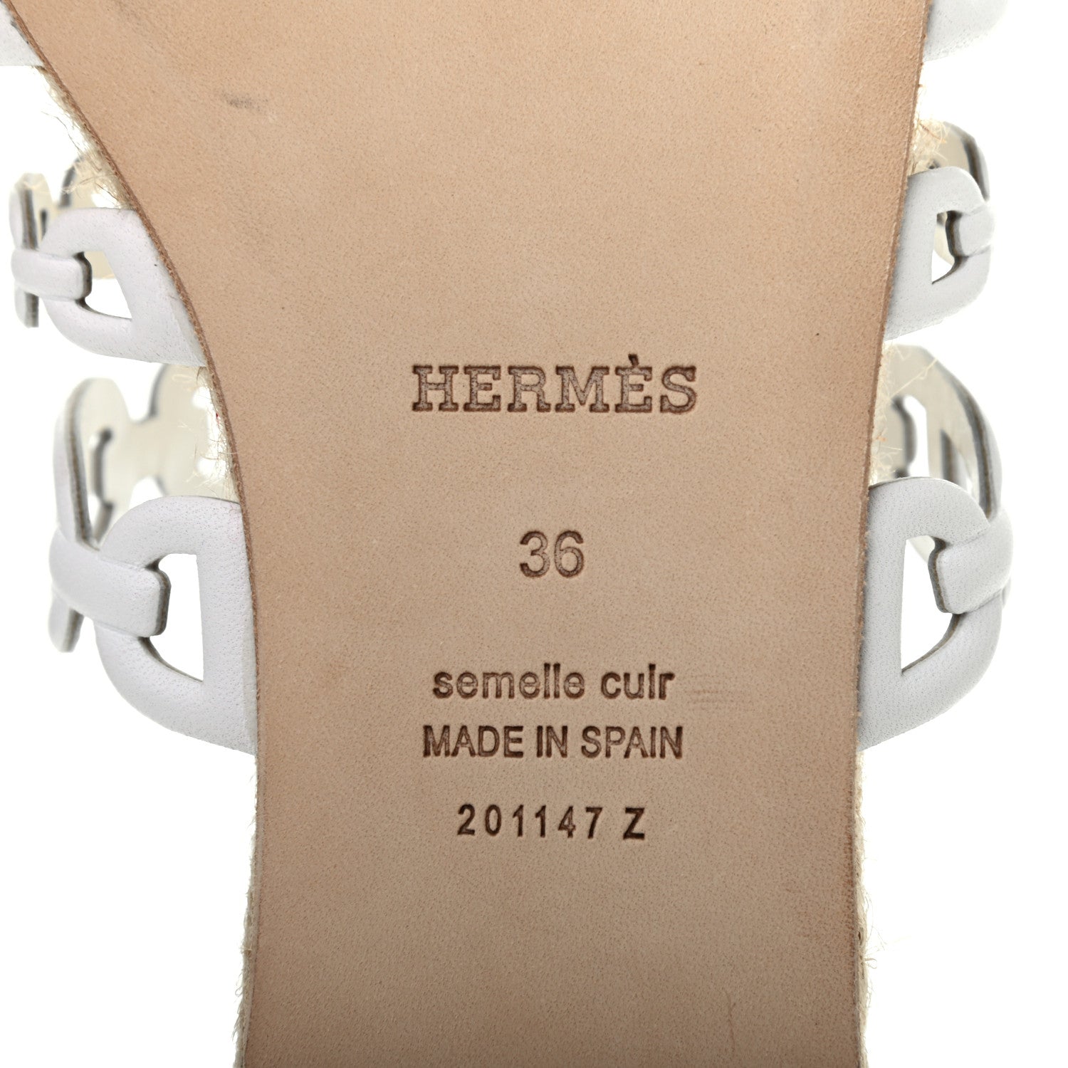 Hermes Nappa Ancone Espadrille Sandals 36 White Naturel 7 of 7