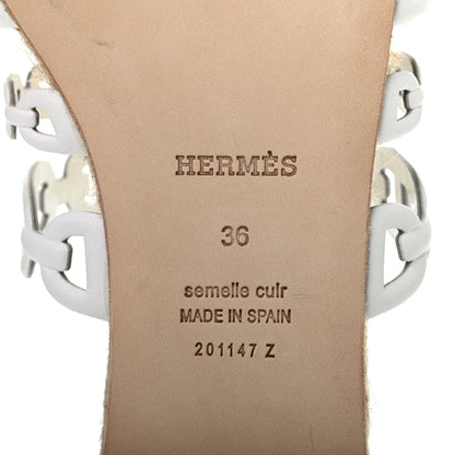 Hermes Nappa Ancone Espadrille Sandals 36 White Naturel 7 of 7
