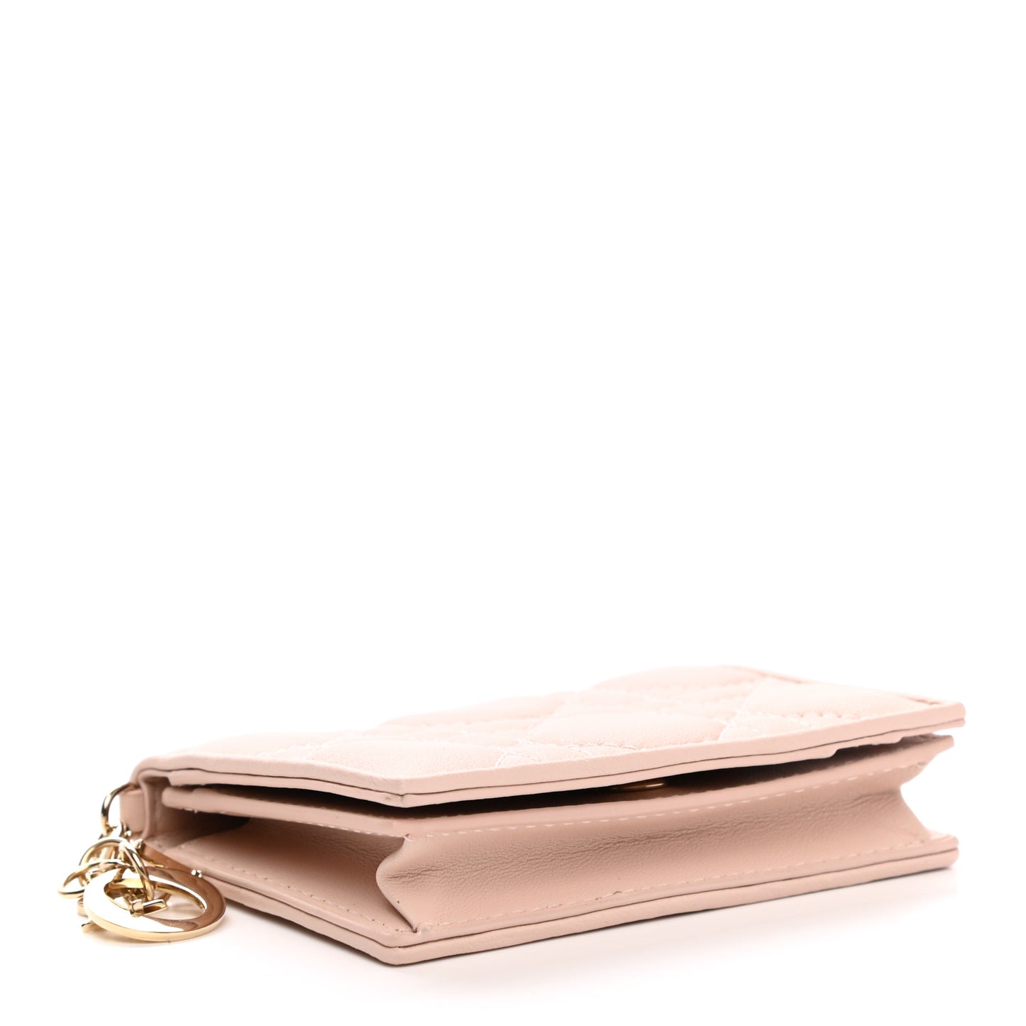 Lambskin Cannage Small Lady Dior Flap Card Holder Light Pink
