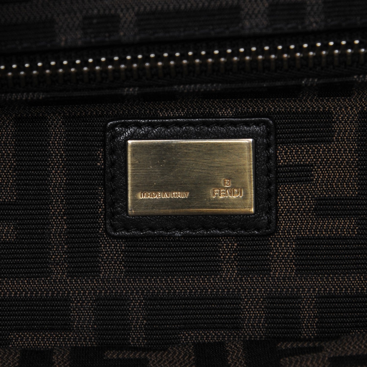 Fendi Goatskin Zucca Large Peekaboo Iconic Satchel Black Tobacco 9 of 9