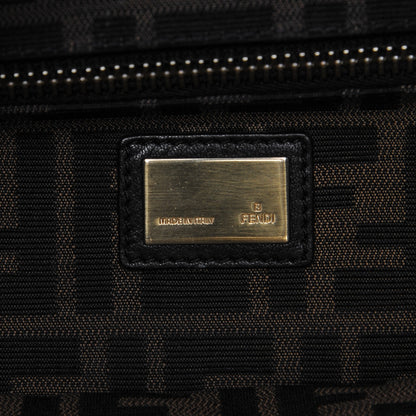 Fendi Goatskin Zucca Large Peekaboo Iconic Satchel Black Tobacco 9 of 9