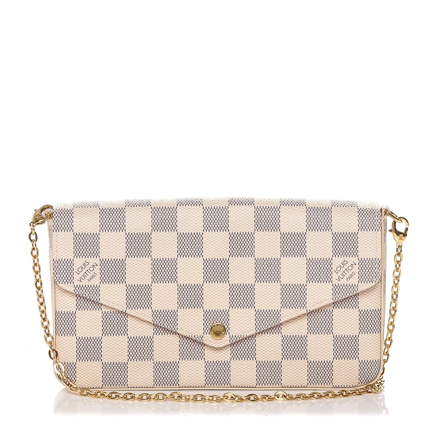 Damier Azur Pochette Felicie Chain Wallet Rose Ballerine