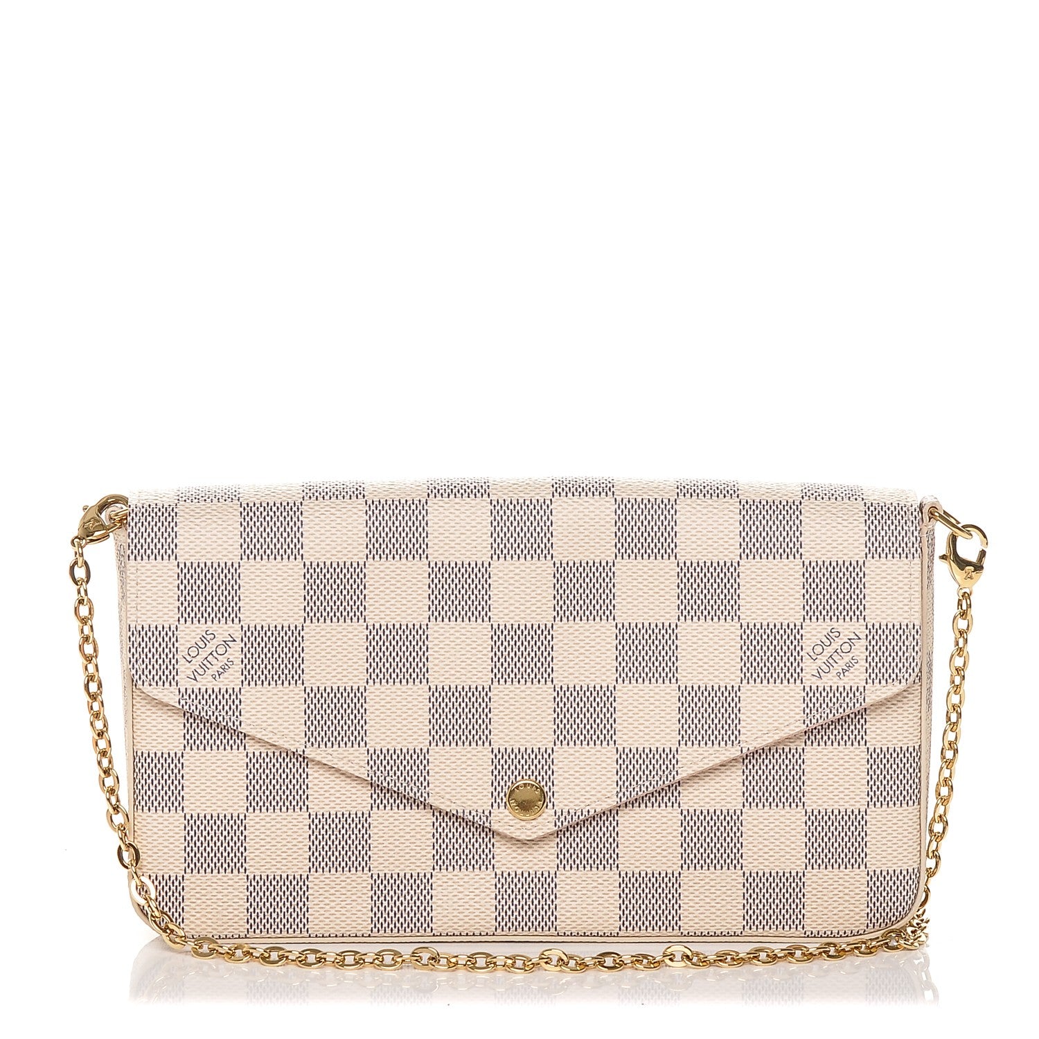 Louis Vuitton Damier Azur Pochette Felicie Chain Wallet Rose Ballerine 1 of 6